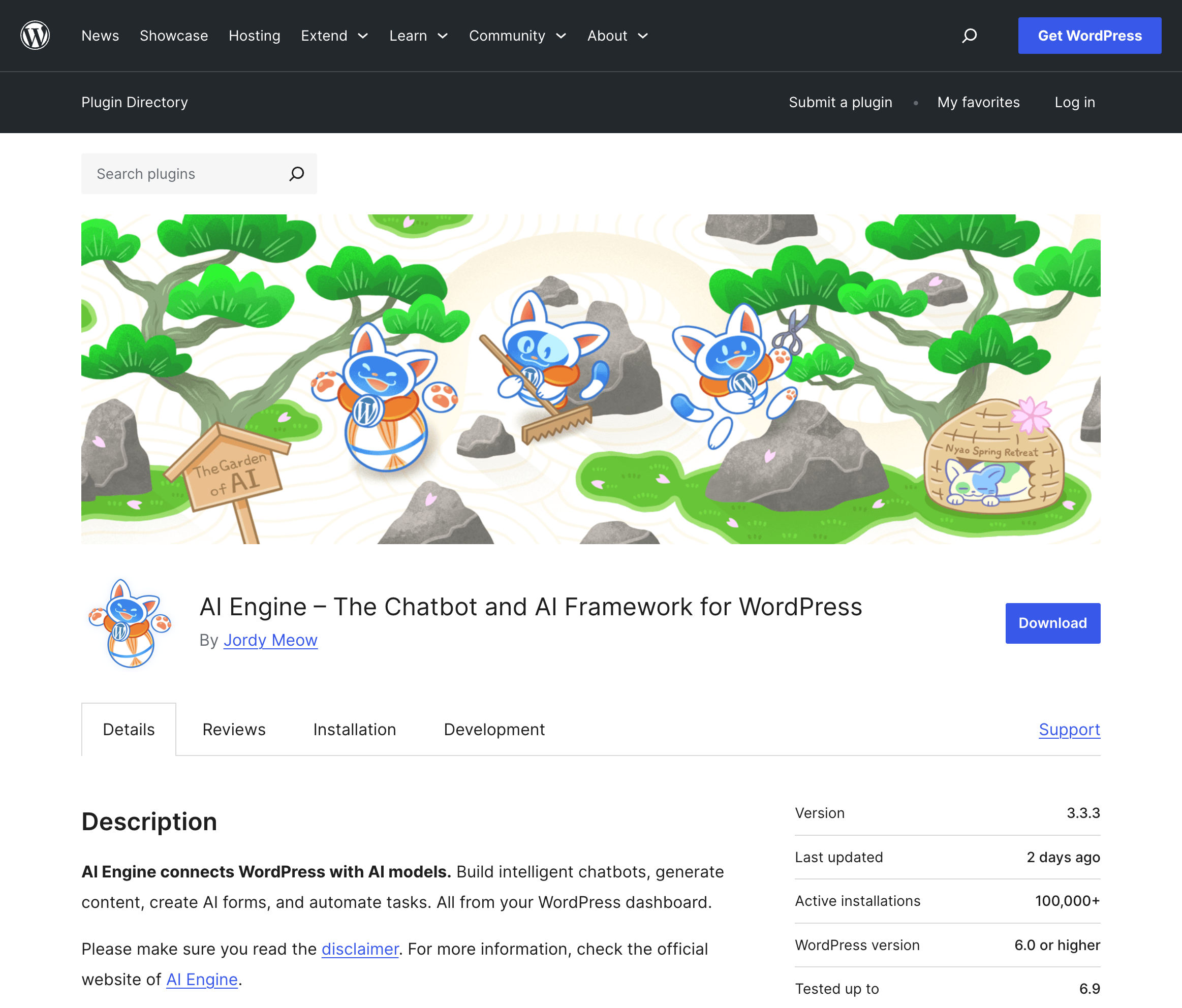 AI Engine WordPress plugin page