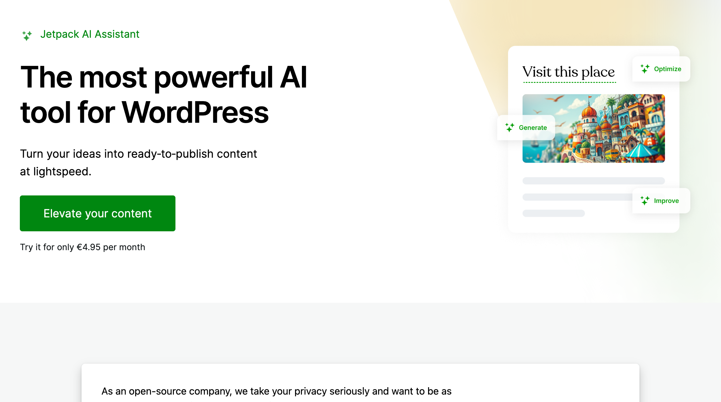 Jetpack AI Assistant landing page