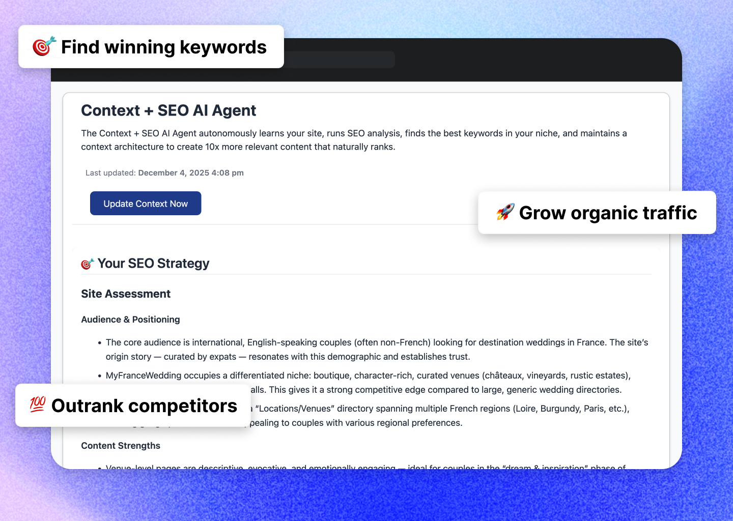 ClearPost SEO Strategy - Find winning keywords, outrank competitors
