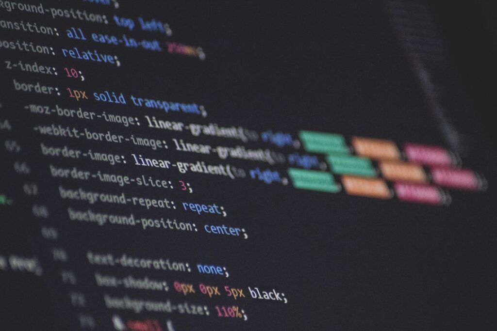 Structured code on computer screen showing JSON schema markup