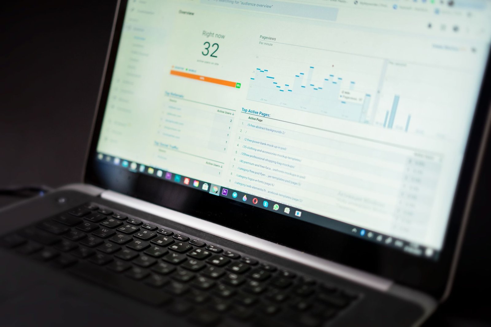 Laptop displaying an SEO analytics dashboard, representing Frase pricing and content optimization tool costs