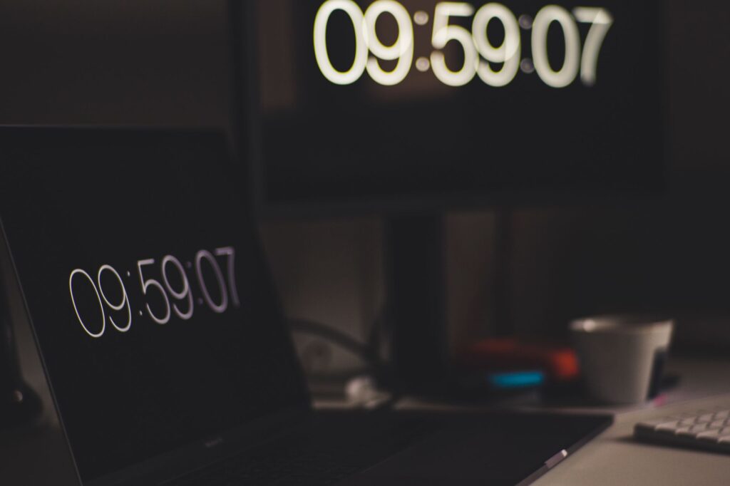 Two screens displaying a countdown timer, representing the monthly expiry of word credits on AI writing tool subscriptions