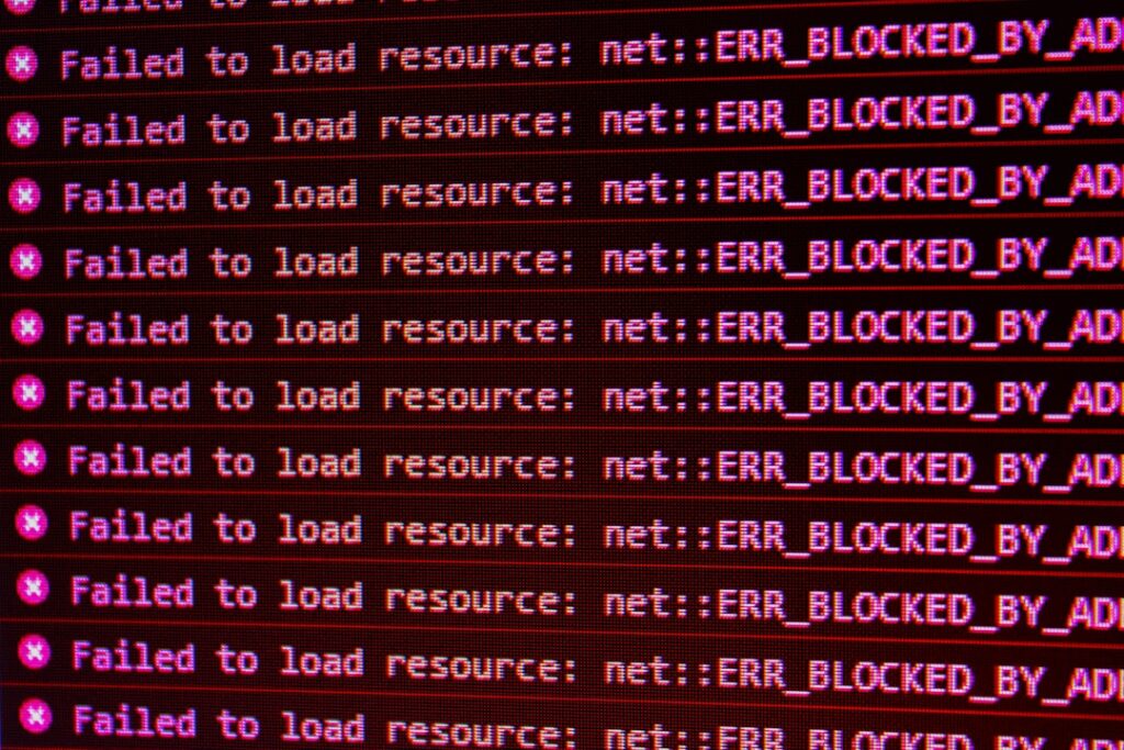 Red "Failed to load resource" error messages on a dark developer console screen, representing common REST API upload errors.