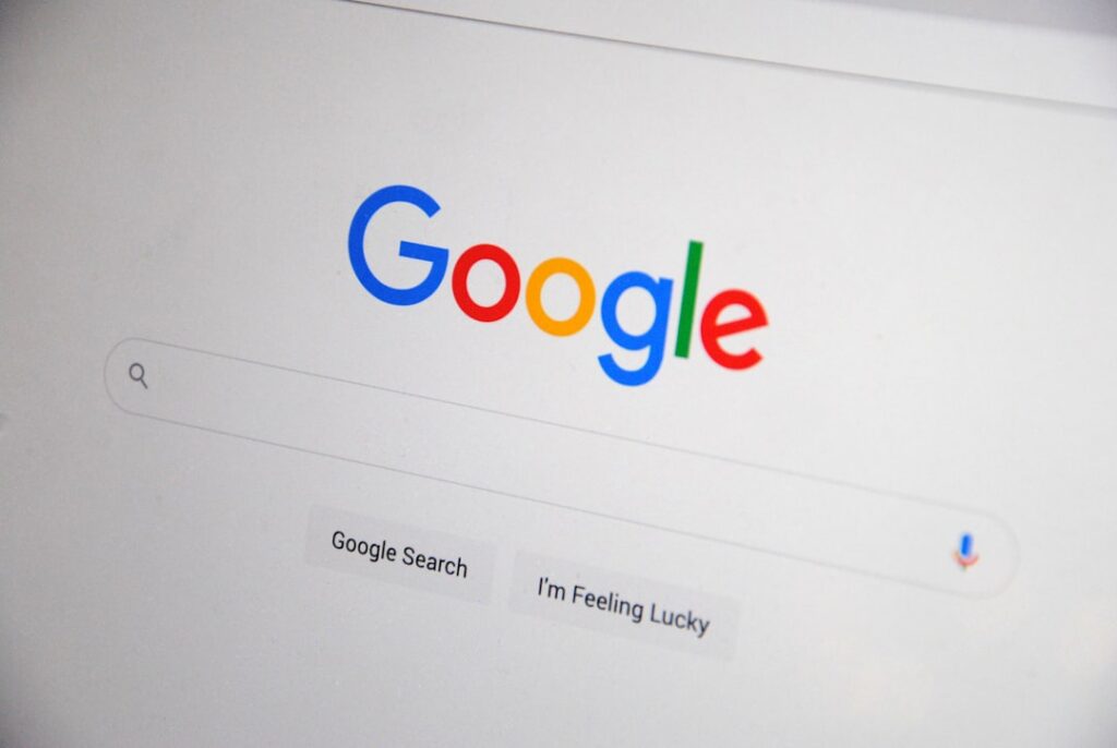Google search homepage, where ranking position determines whether your page gets clicked