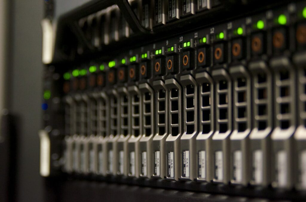 Dense server rack with green status indicator lights, representing the reverse proxy and load balancer infrastructure that can terminate SSL before WordPress sees it.