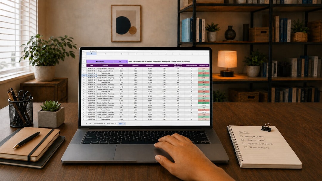 Laptop showing a pricing comparison spreadsheet on a tidy home office desk — AI content writer pricing analysis