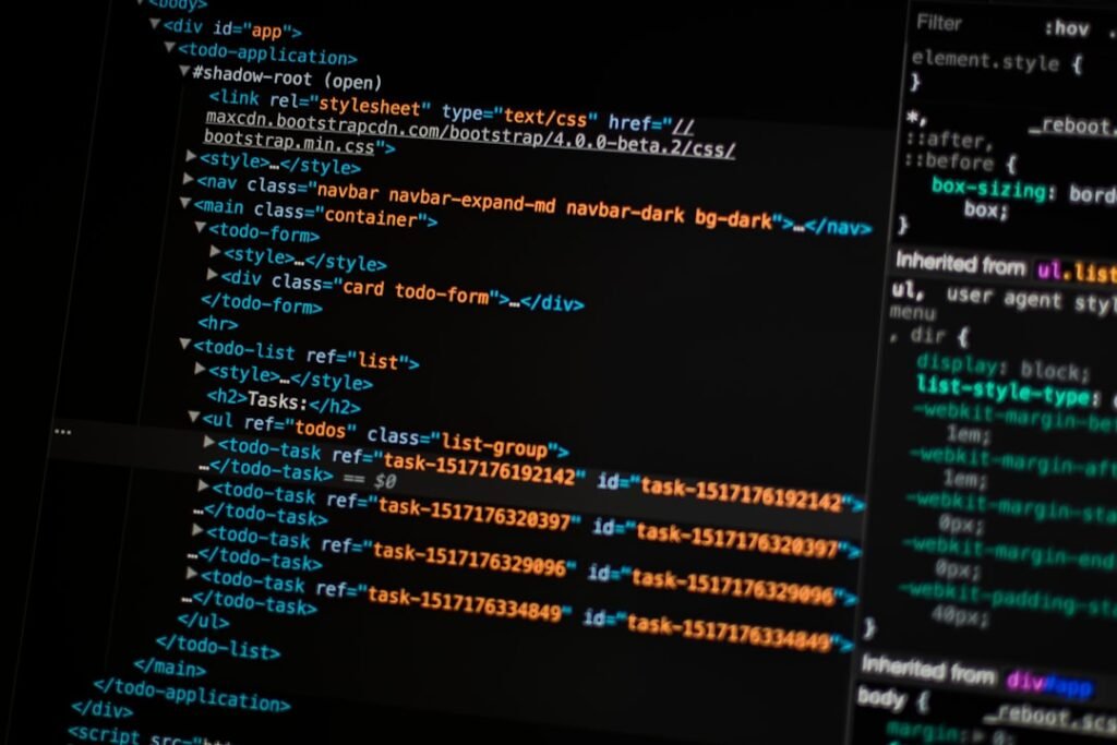 HTML and API request headers displayed in a dark code editor, representing the Content-Disposition header required by the WordPress REST API media endpoint