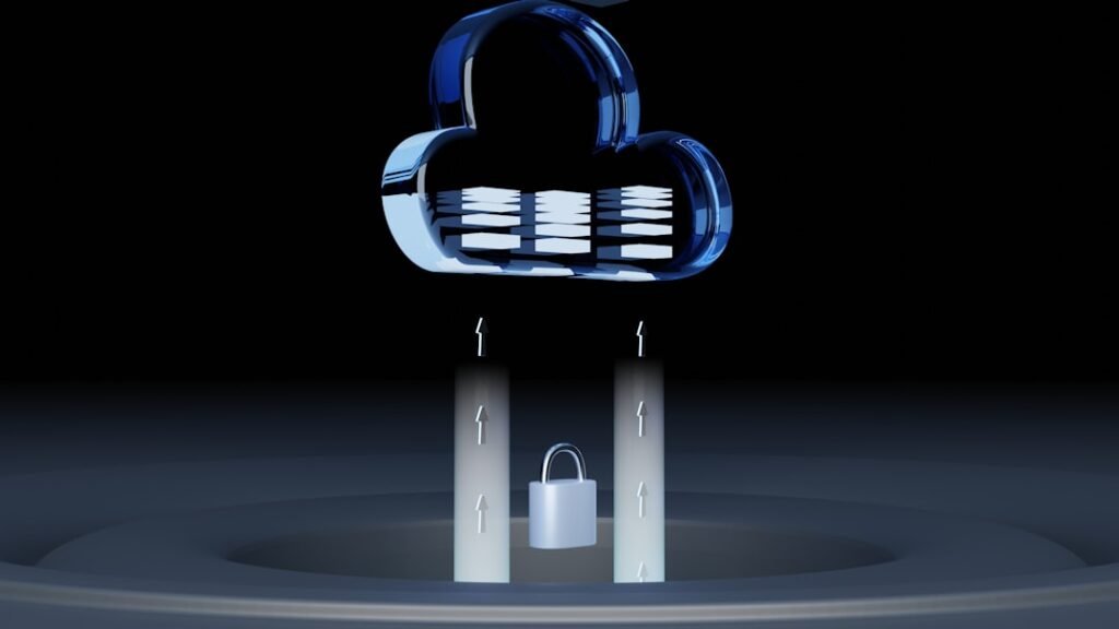 Cloud database backup with padlock security icon representing WordPress site backup before SEO plugin migration