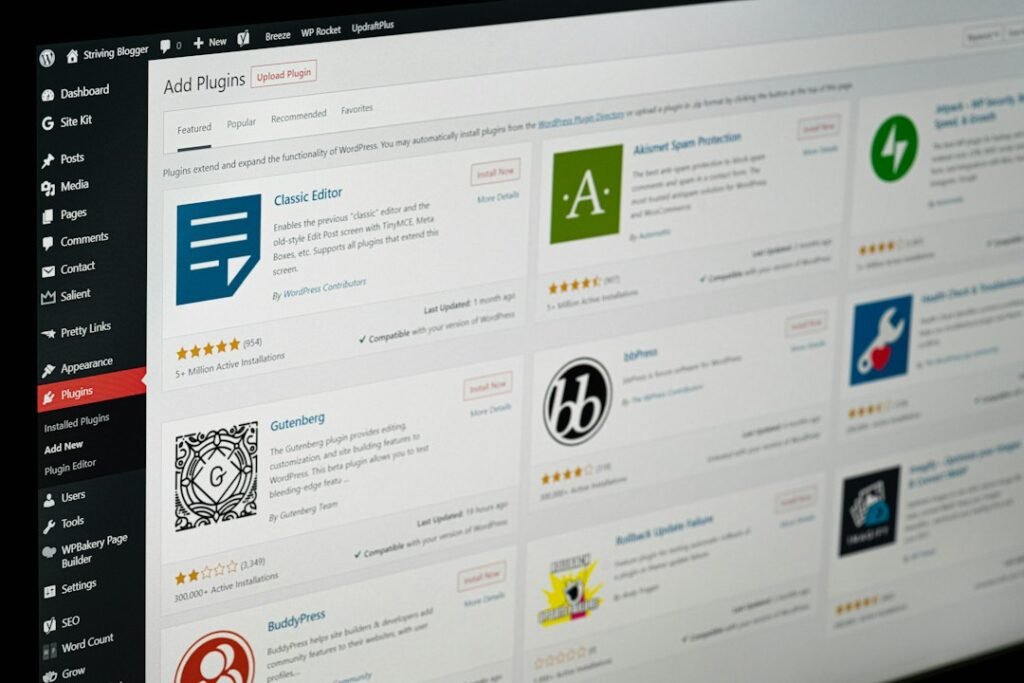 WordPress plugin directory showing digital content tools available for curation and automation
